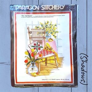 NEW VTG 1981 ON THE PORCH Crewel Embroidery Kit 14x18” By Paragon Stitchery 0825